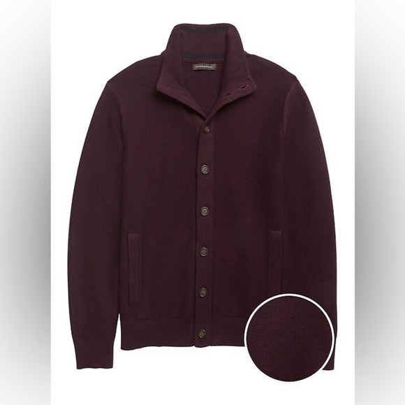 Banana Republic Men's Cotton Cardigan Sweater Jacket Maroon Size Medium NEW - Picture 2 of 15